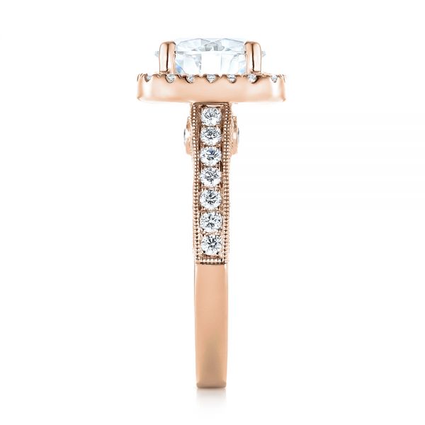 14k Rose Gold 14k Rose Gold Custom Diamond Halo Engagement Ring - Side View - 103595