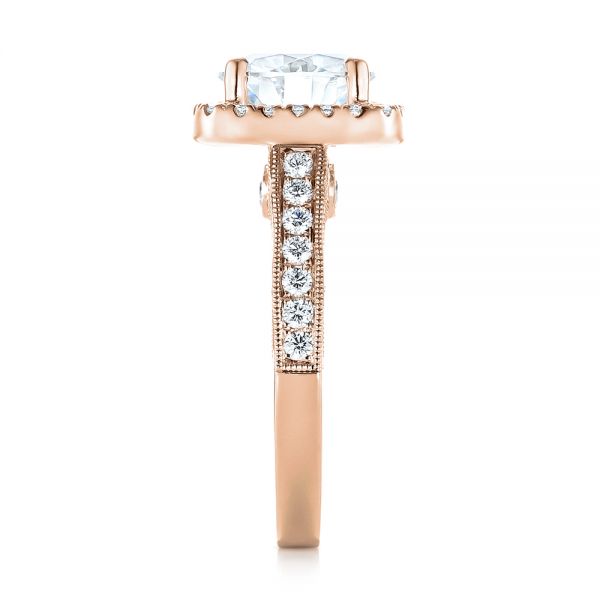 14k Rose Gold 14k Rose Gold Custom Diamond Halo Engagement Ring - Side View -  103595