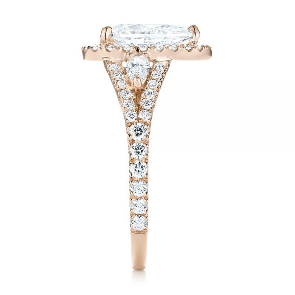 18k Rose Gold 18k Rose Gold Custom Diamond Halo Engagement Ring - Side View -  103632