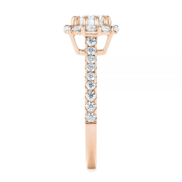 14k Rose Gold 14k Rose Gold Custom Diamond Halo Engagement Ring - Side View - 104064