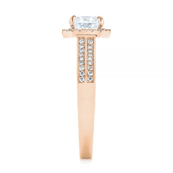 14k Rose Gold 14k Rose Gold Custom Diamond Halo Engagement Ring - Side View -  104070