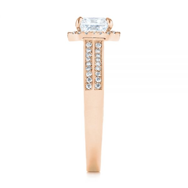 14k Rose Gold 14k Rose Gold Custom Diamond Halo Engagement Ring - Side View - 104070