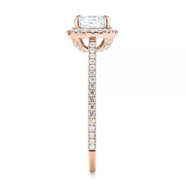 14k Rose Gold 14k Rose Gold Custom Diamond Halo Engagement Ring - Side View -  104686