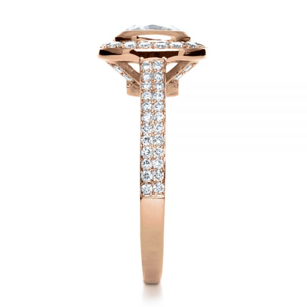 14k Rose Gold 14k Rose Gold Custom Diamond Halo Engagement Ring - Side View -  1116