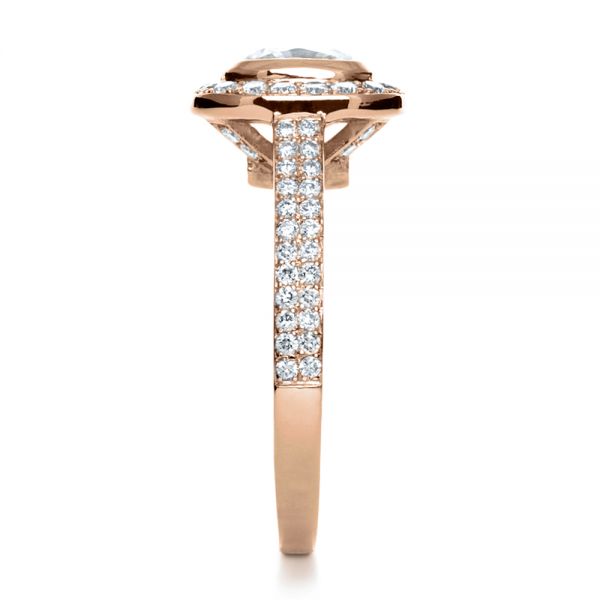 14k Rose Gold 14k Rose Gold Custom Diamond Halo Engagement Ring - Side View -  1116