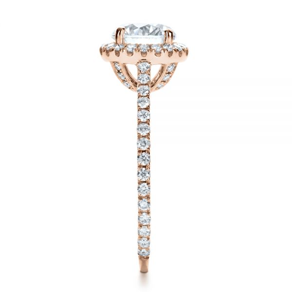 14k Rose Gold 14k Rose Gold Custom Diamond Halo Engagement Ring - Side View - 1123