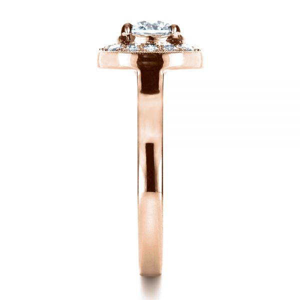 14k Rose Gold 14k Rose Gold Custom Diamond Halo Engagement Ring - Side View -  1330