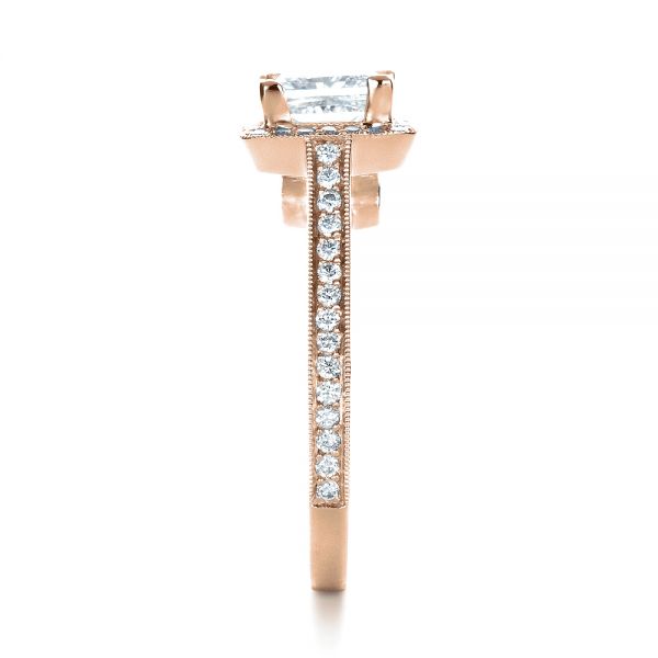 14k Rose Gold 14k Rose Gold Custom Diamond Halo Engagement Ring - Side View - 1435