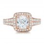 14k Rose Gold 14k Rose Gold Custom Diamond Halo Engagement Ring - Top View -  100098 - Thumbnail