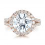 18k Rose Gold 18k Rose Gold Custom Diamond Halo Engagement Ring - Top View -  100484 - Thumbnail