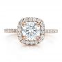 18k Rose Gold 18k Rose Gold Custom Diamond Halo Engagement Ring - Top View -  100629 - Thumbnail