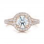 18k Rose Gold 18k Rose Gold Custom Diamond Halo Engagement Ring - Top View -  100644 - Thumbnail