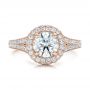 14k Rose Gold 14k Rose Gold Custom Diamond Halo Engagement Ring - Top View -  100644 - Thumbnail