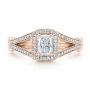 18k Rose Gold 18k Rose Gold Custom Diamond Halo Engagement Ring - Top View -  100651 - Thumbnail