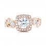 14k Rose Gold 14k Rose Gold Custom Diamond Halo Engagement Ring - Top View -  102021 - Thumbnail