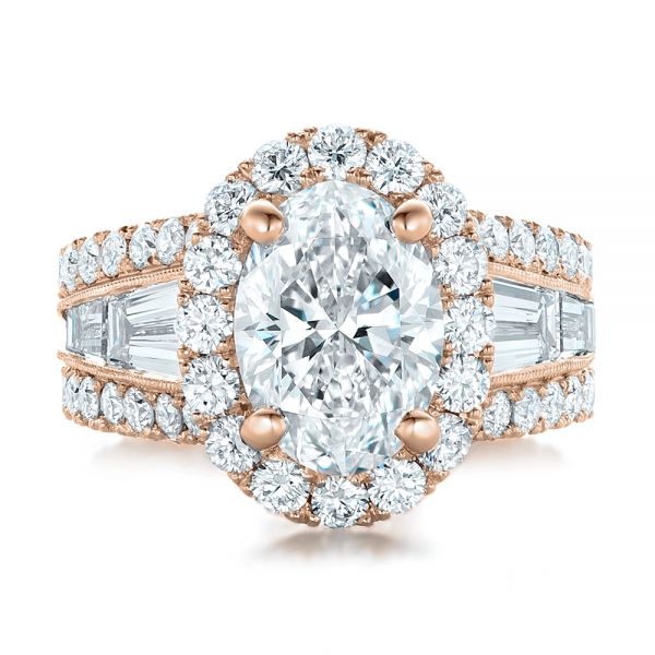 14k Rose Gold 14k Rose Gold Custom Diamond Halo Engagement Ring - Top View -  102156