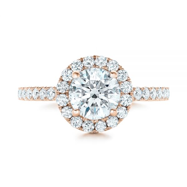 14k Rose Gold 14k Rose Gold Custom Diamond Halo Engagement Ring - Top View - 102260