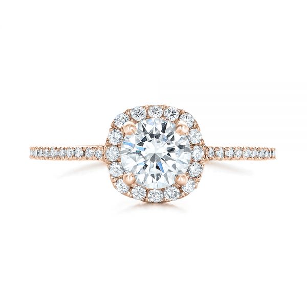 14k Rose Gold 14k Rose Gold Custom Diamond Halo Engagement Ring - Top View -  102317