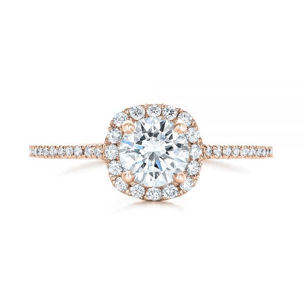 14k Rose Gold 14k Rose Gold Custom Diamond Halo Engagement Ring - Top View - 102317