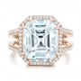 18k Rose Gold 18k Rose Gold Custom Diamond Halo Engagement Ring - Top View -  102368 - Thumbnail