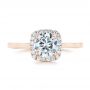 18k Rose Gold 18k Rose Gold Custom Diamond Halo Engagement Ring - Top View -  102460 - Thumbnail