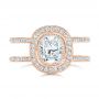 18k Rose Gold 18k Rose Gold Custom Diamond Halo Engagement Ring - Top View -  102542 - Thumbnail