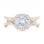 18k Rose Gold 18k Rose Gold Custom Diamond Halo Engagement Ring - Top View -  102748 - Thumbnail