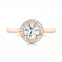 18k Rose Gold 18k Rose Gold Custom Diamond Halo Engagement Ring - Top View -  103002 - Thumbnail
