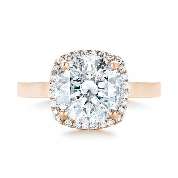 14k Rose Gold 14k Rose Gold Custom Diamond Halo Engagement Ring - Top View - 103005