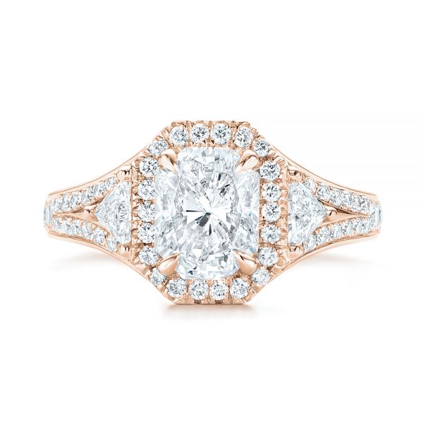 18k Rose Gold 18k Rose Gold Custom Diamond Halo Engagement Ring - Top View -  103157