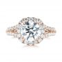 18k Rose Gold 18k Rose Gold Custom Diamond Halo Engagement Ring - Top View -  103357 - Thumbnail