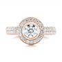 18k Rose Gold 18k Rose Gold Custom Diamond Halo Engagement Ring - Top View -  103394 - Thumbnail