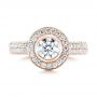 18k Rose Gold 18k Rose Gold Custom Diamond Halo Engagement Ring - Top View -  103394 - Thumbnail