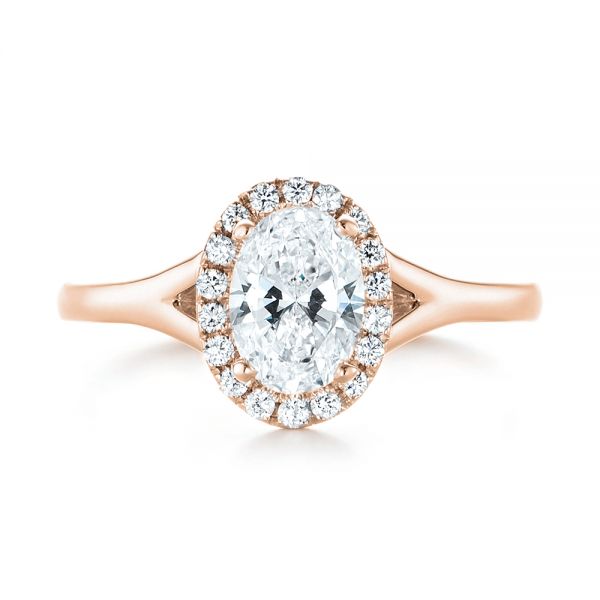 14k Rose Gold 14k Rose Gold Custom Diamond Halo Engagement Ring - Top View - 103413