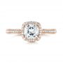 14k Rose Gold 14k Rose Gold Custom Diamond Halo Engagement Ring - Top View -  103535 - Thumbnail