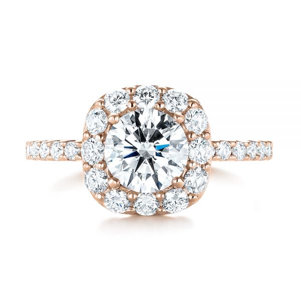 14k Rose Gold 14k Rose Gold Custom Diamond Halo Engagement Ring - Top View - 103588