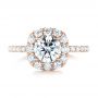 18k Rose Gold 18k Rose Gold Custom Diamond Halo Engagement Ring - Top View -  103588 - Thumbnail