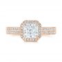 18k Rose Gold 18k Rose Gold Custom Diamond Halo Engagement Ring - Top View -  104070 - Thumbnail
