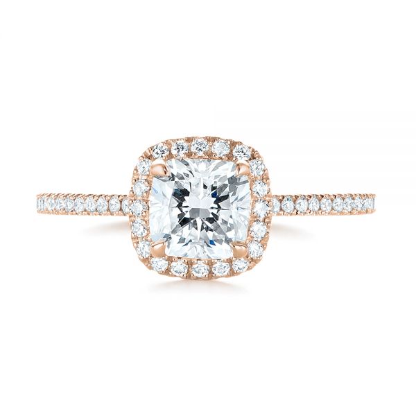14k Rose Gold 14k Rose Gold Custom Diamond Halo Engagement Ring - Top View -  104686