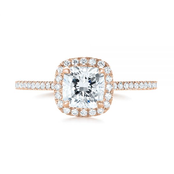 14k Rose Gold 14k Rose Gold Custom Diamond Halo Engagement Ring - Top View - 104686
