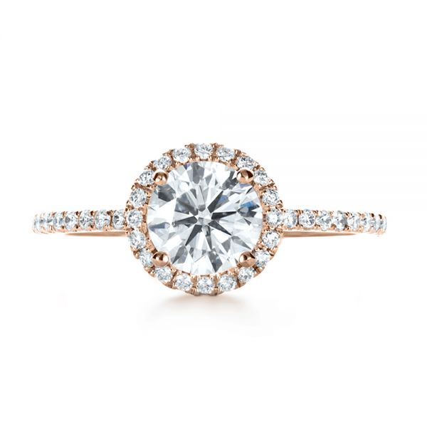 14k Rose Gold 14k Rose Gold Custom Diamond Halo Engagement Ring - Top View - 1123