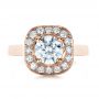 14k Rose Gold 14k Rose Gold Custom Diamond Halo Engagement Ring - Top View -  1330 - Thumbnail
