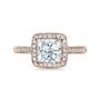 18k Rose Gold 18k Rose Gold Custom Diamond Halo Engagement Ring - Top View -  1435 - Thumbnail