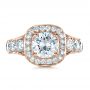 18k Rose Gold 18k Rose Gold Custom Diamond Halo Engagement Ring - Top View -  1436 - Thumbnail