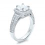  Platinum Custom Diamond Halo Engagement Ring - Three-Quarter View -  100098 - Thumbnail