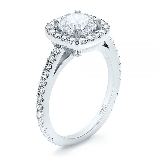 Custom Diamond Halo Engagement Ring - Image