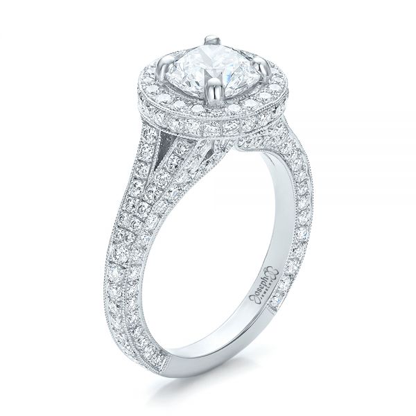 Custom Diamond Halo Engagement Ring - Image