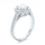  Platinum Custom Diamond Halo Engagement Ring - Three-Quarter View -  100924 - Thumbnail