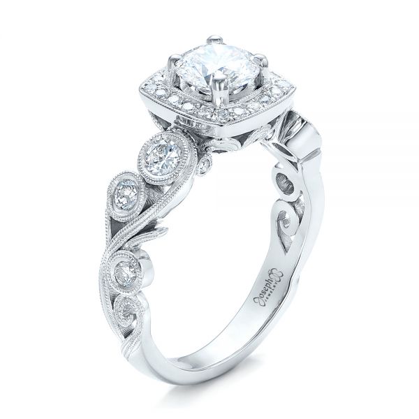 Custom Diamond Halo Engagement Ring - Image