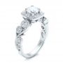 14k White Gold Custom Diamond Halo Engagement Ring - Three-Quarter View -  102021 - Thumbnail